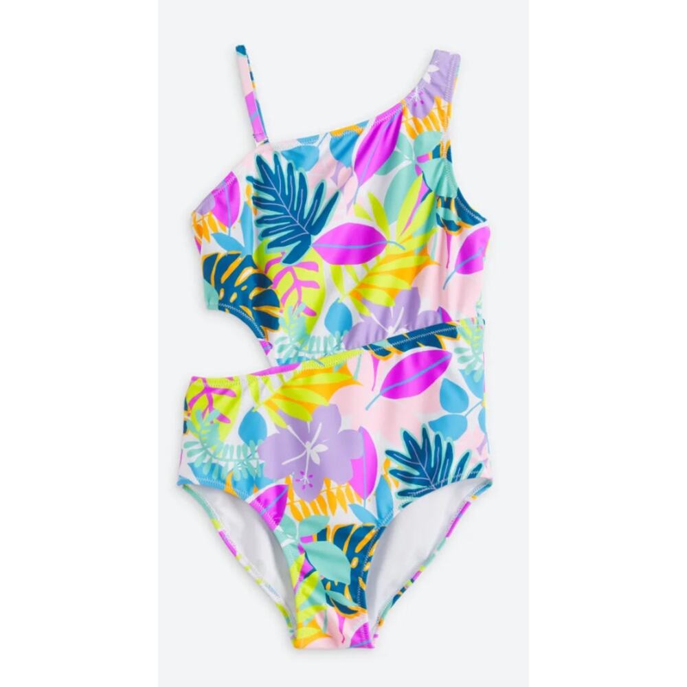 ANDY & EVAN Tropical Cutout One Piece Swimsuit Girls M – Bright Floral
